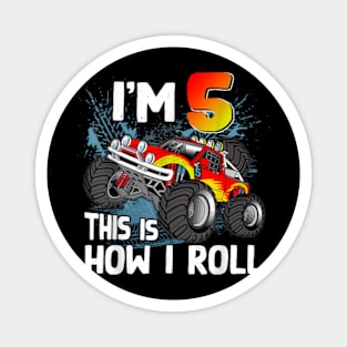 5 Year Old Monster Truck 5th Birthday Boy Monster Truck Car Magnet